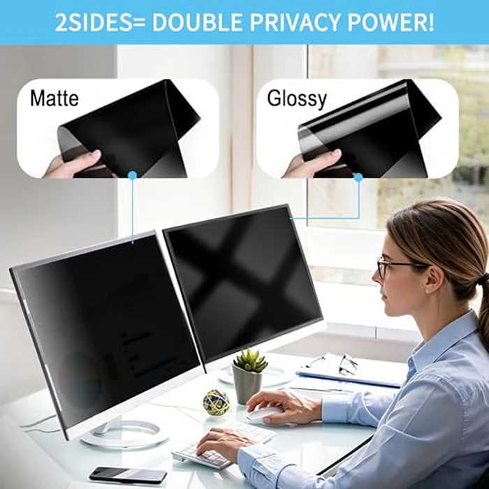 J J-Dream [2 Pack] 20 Inch Privacy Screen for Computer Monitor Blue Light Screen Protector Anti Glare Anti-Scratch Monitor Privacy Shield Screen 20 Inch 16:9 Aspect Ratio by J J-Dream - Image 4