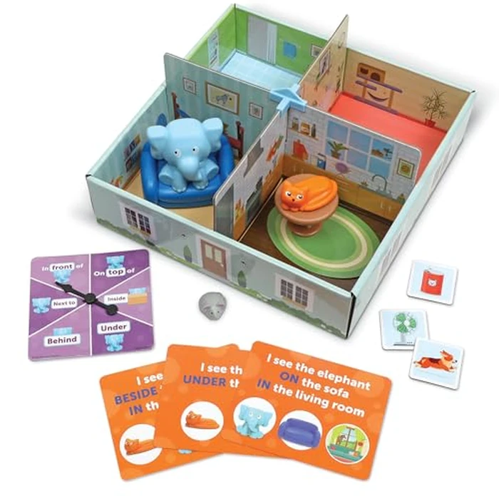 Learning Resources Elephant in the Room Positional Word Activity Set - Toddler Board Games, Language and Critical Thinking Skills, Sentence Building, Language Development, Gifts for Boys and Girls by Learning Resources - Used - Very Good condition - US$21.65