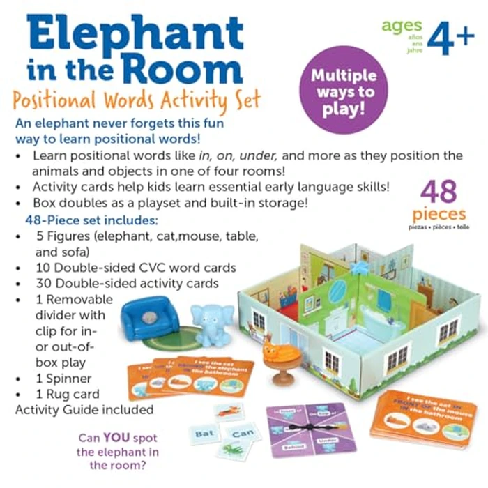 Learning Resources Elephant in the Room Positional Word Activity Set - Toddler Board Games, Language and Critical Thinking Skills, Sentence Building, Language Development, Gifts for Boys and Girls by Learning Resources - Image 6