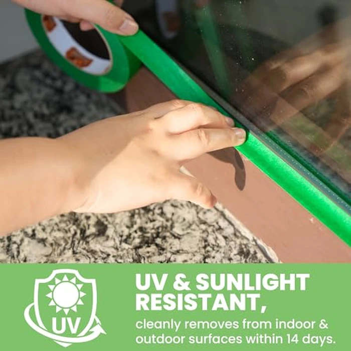 TAPEBEAR Green Painters Tape Multi-Surface Masking Tape 1.88 inch x 60 Yard, Indoor and Outdoor Painting Tape, Residue Free Easy Removal with Sharp Lines, Paint Tape for Walls, Auto, Home, 6Rolls by TAPEBEAR - Image 2