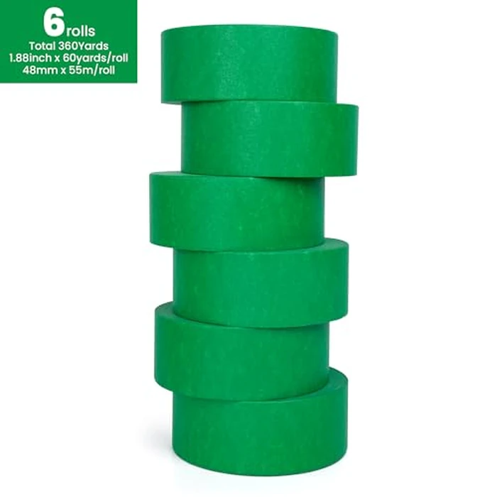 TAPEBEAR Green Painters Tape Multi-Surface Masking Tape 1.88 inch x 60 Yard, Indoor and Outdoor Painting Tape, Residue Free Easy Removal with Sharp Lines, Paint Tape for Walls, Auto, Home, 6Rolls by TAPEBEAR - Image 7