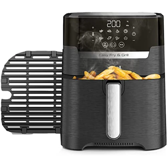 T-Fal Easy Fry Air Fryer & Grill 2 in1 XL, 4.2L Low Oil Healthy Air Fryer, Programmable digital touchscreen & nonstick basket, Digital recipe book (30 recipes) by T-Fal - Used - Like New condition - CA$65.55