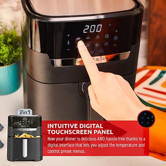 T-Fal Easy Fry Air Fryer & Grill 2 in1 XL, 4.2L Low Oil Healthy Air Fryer, Programmable digital touchscreen & nonstick basket, Digital recipe book (30 recipes) by T-Fal - Image 4