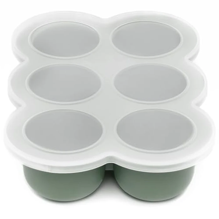 WeeSprout Silicone Baby Food Freezer Tray with Clip-on Lid - Perfect Storage Container for Homemade Baby Food, Vegetable & Fruit Purees, and Breast Milk (Matte Green, Six 3 Ounce Sections) by WeeSprout - Used - Like New condition - US$13.69