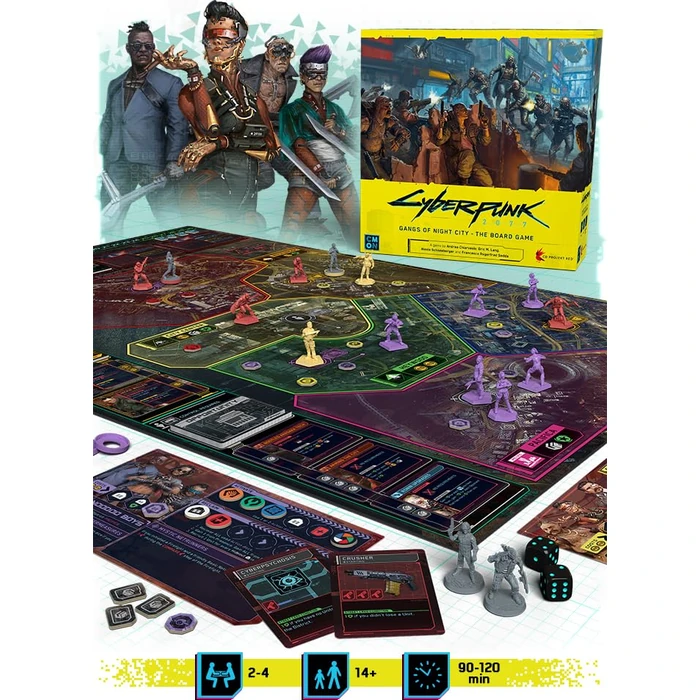 Cyberpunk 2077: Gangs of Night City Board Game - Conquer Night City in This Immersive Sci-Fi Strategy Game! Adventure Game, Ages 14+, 1-4 Players, 90-120 Min Playtime, Made by CMON by CMON - Used - Like New condition