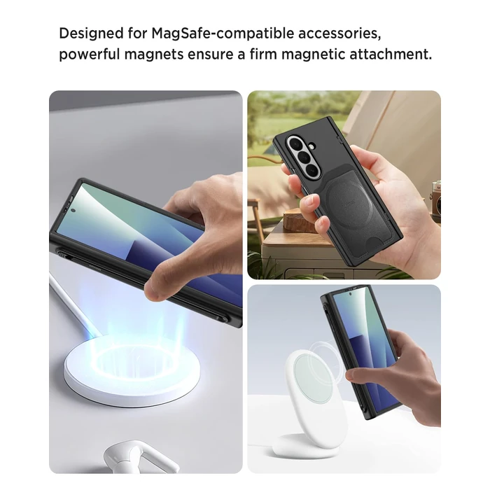 Miimall Magnetic for Samsung Galaxy Z Fold 7 Case with Pen, [Compatible with Magsafe][S Pen Holder & Hinge Protection & Screen Protector] Ultra Slim Thin Full Cover Phone Case for Z7 Fold7 5G Black by Miimall - Image 7