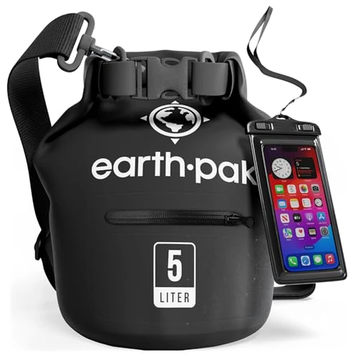 Earth Pak Waterproof Dry Bag with Zippered Pocket - Waterproof Dry Bag Backpack Keeps Gear Dry for Boating, Camping, Fishing, Beach Drybag, Kayak Accessories - Dry Bags Waterproof with Phone Case by Earth Pak - Image 1