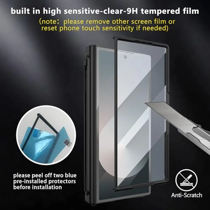 liuziyi for Samsung Galaxy Z Fold 6 Case with Integrate Thinner Pen Holder, Built in Screen Protector, for Round Shape Magsafe Accessories, Adjustable Metal Stand, Magnetic 2024, Clear by liuziyi - Image 7