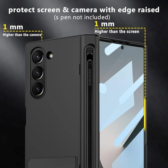 liuziyi for Samsung Galaxy Z Fold 6 Case with Integrate Thinner Pen Holder, Built in Screen Protector, for Round Shape Magsafe Accessories, Adjustable Metal Stand, Magnetic 2024, Clear by liuziyi - Image 8