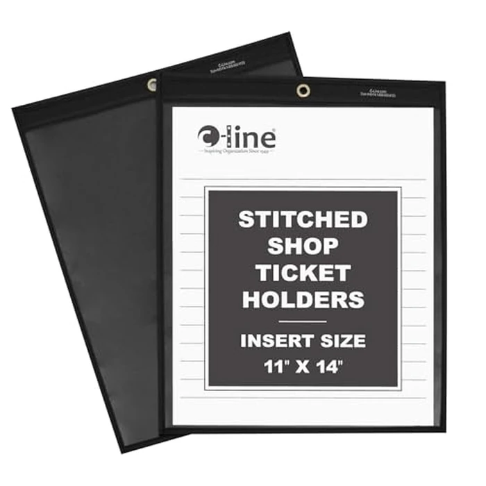 C-Line Stitched Shop Ticket Holders with Black Pressboard Back, One Side Clear, 11 x 14 Inches, 25 per Box (45114) by C-LINE - Used - Good condition - CA$25.52