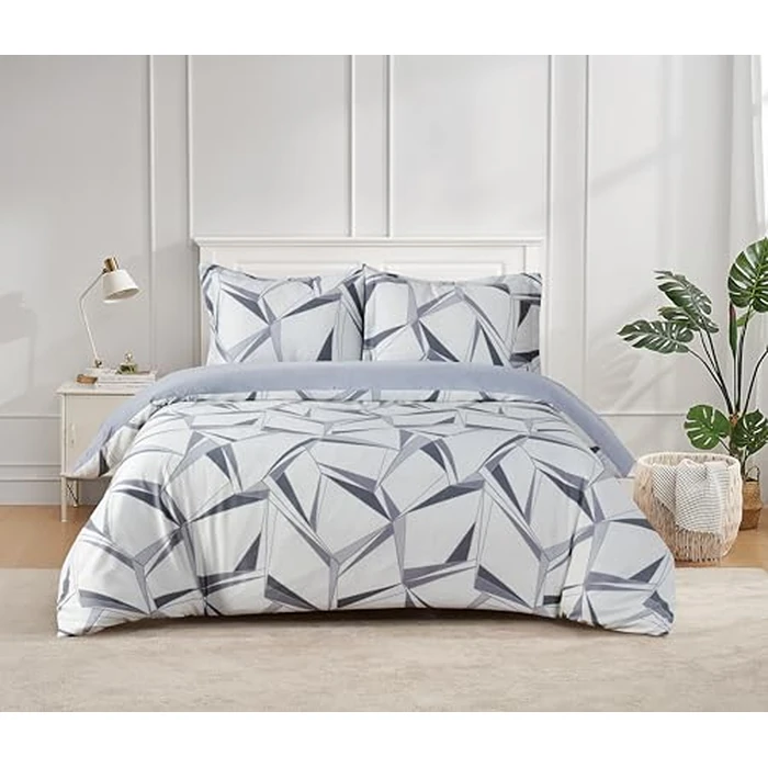 Majestic Giftware Madison Linen 6-Piece Queen Size Duvet Bedding Set (BL500-Q-2) | Tokyo Comfort - Ash 300 Thread Count Cotton Sateen | 1 Fitted Sheet, 1 Duvet, 4 Pillowcases | Soft & Luxurious by Majestic Giftware - Used - Like New condition