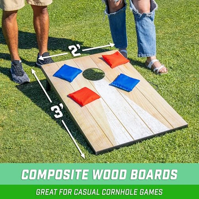 GoSports 3 x 2 ft Cornhole Board Set - Portable Outdoor Toss Game for Adults & Family - Includes Set of 8 Bean Bags with Built-in Storage - Bright Rustic by GoSports - Image 2