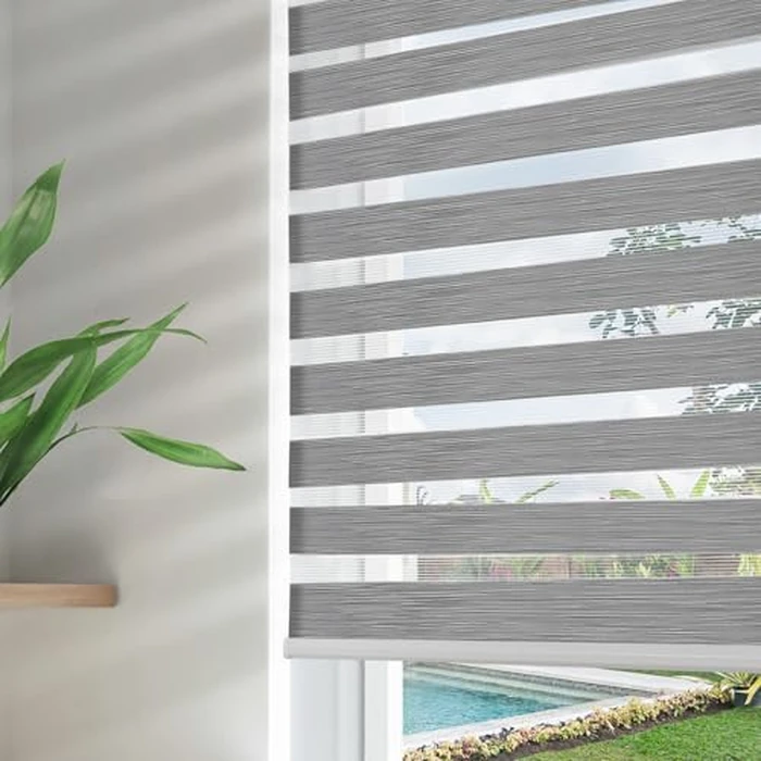 Joydeco Cordless Zebra Blinds for Windows, Dual Layer Free-Stop Zebra Shades Privacy Light Control for Day and Night, Light Filtering Sheer Blinds for Indoor Windows (Grey, 46" W x 75" H) by Joydeco - Used - Very Good condition - CA$53.33
