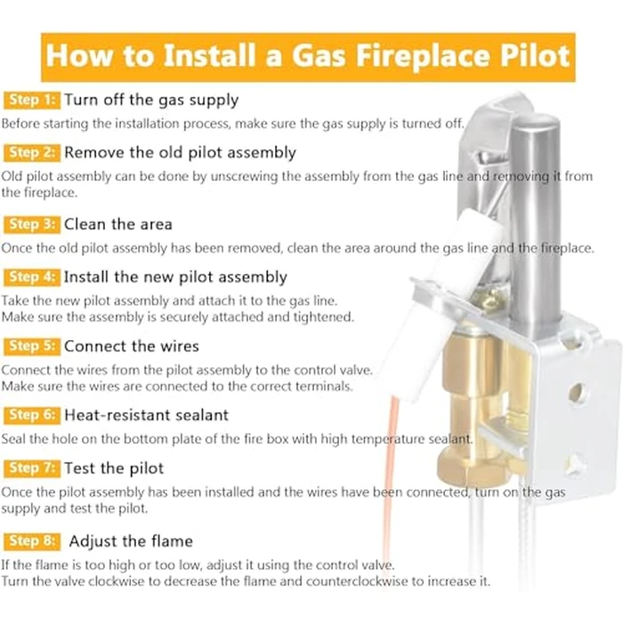 Criditpid 446-512A Natural Gas Pilot Assembly for Heat-N-Glo Gas Fireplaces and Log Sets, SRV446-512A Pilot Assembly for Heat-N-Glo SL2000, 4000, 5000, 6000 Model. by Criditpid - Image 6
