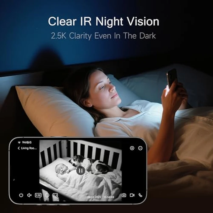 CINMOORE 2.5K Indoor Camera 2pack, Free AI Person/Pet/Cry Detection, 4MP Baby/Dog/Cat/Pet Camera Indoor with Phone App, Pan Tilt WiFi Cameras for Home Security, Night Vision, Full Duplex Audio by CINMOORE - Image 5