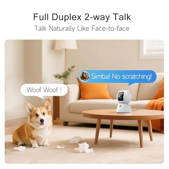 CINMOORE 2.5K Indoor Camera 2pack, Free AI Person/Pet/Cry Detection, 4MP Baby/Dog/Cat/Pet Camera Indoor with Phone App, Pan Tilt WiFi Cameras for Home Security, Night Vision, Full Duplex Audio by CINMOORE - Image 6