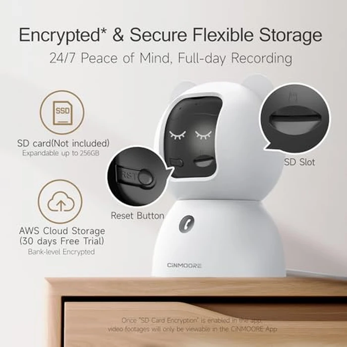 CINMOORE 2.5K Indoor Camera 2pack, Free AI Person/Pet/Cry Detection, 4MP Baby/Dog/Cat/Pet Camera Indoor with Phone App, Pan Tilt WiFi Cameras for Home Security, Night Vision, Full Duplex Audio by CINMOORE - Image 7