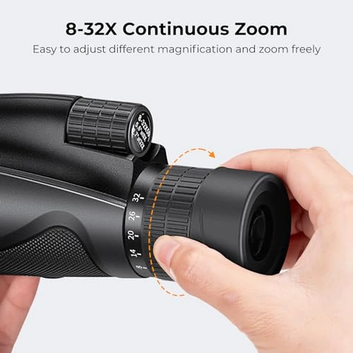 K&F Concept 8-32X50 Zoom Monocular - High Power Dual Focus Prism Compact Monoculars for Kids Adults, with Phone Adapter, Low Light Night Vision, FMC Lens for Bird Watching Hunting Travel Camping Starg by K&F CONCEPT - Image 5