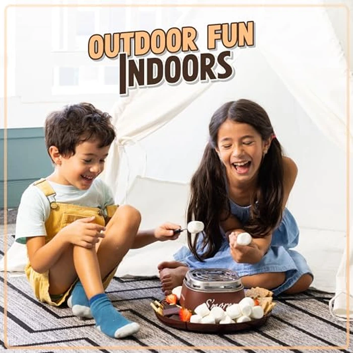 Nostalgia Tabletop Indoor Electric S'mores Maker - Smores Kit With Marshmallow Roasting Sticks and 4 Trays for Graham Crackers, Chocolate, and Marshmallows - Movie Night Supplies - Brown by Nostalgia - Image 6