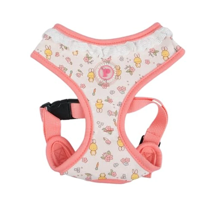 Pinkaholic New York Amara Dog Harness (Over-The-Head) Flower Pattern Fashionable Cute Spring Summer Harness for Small Dogs, Indian Pink, Medium by PINKAHOLIC - Image 1