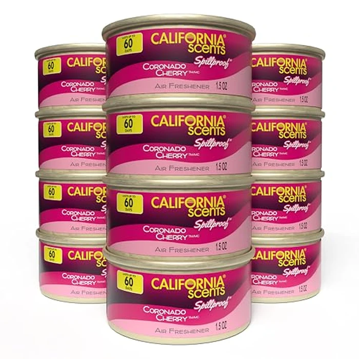 Can Air Freshener and Odor Neutralizer by California Scents, Set of 12 Spillproof Cans for Home and Car, Coronado Cherry, 1.5 Oz Each by California Scents - Image 1