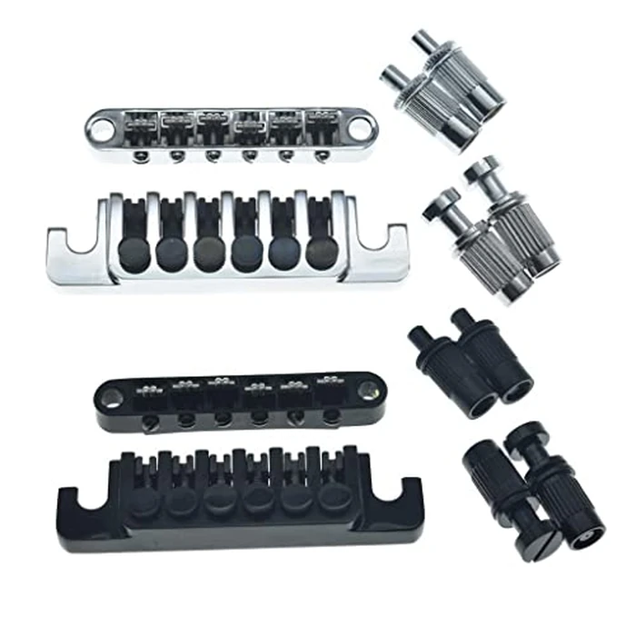 KAISH Black Guitar Roller Saddle Bridge Tune-O-Matic Bridge with TP-6 Style LP Stopbar/Bridge Tailpiece For Epiphone Les Paul LP/SG/Dot/ES Guitars with M8 Threaded Posts by KAISH - Image 4