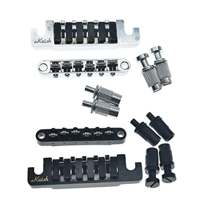 KAISH Black Guitar Roller Saddle Bridge Tune-O-Matic Bridge with TP-6 Style LP Stopbar/Bridge Tailpiece For Epiphone Les Paul LP/SG/Dot/ES Guitars with M8 Threaded Posts by KAISH - Image 6