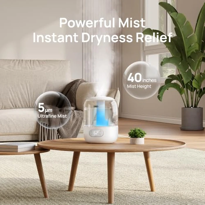 DREO Humidifiers for Bedroom, 3L Top Fill 30H & 26dB Quiet Runtime for Large Room, Cool Mist Ultrasonic Humidifier with Humidity Sensor, Night Light for Home, Baby, Nursery, Plants, New Edition by DREO - Image 4