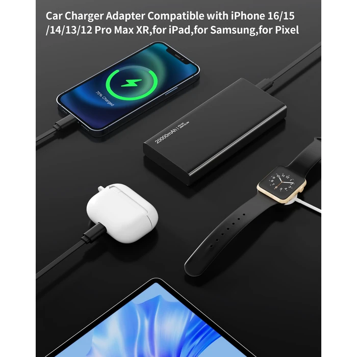 BERTHALESS Retractable Car Charger, 4 in 1 Fast Charging Car Charger with USB-C & USB-A, Compatible with iPhone 17/16/15/14/13/12/11,Galaxy,Pixel, Car Accessories for Men Women Drivers by BERTHALESS - Image 4