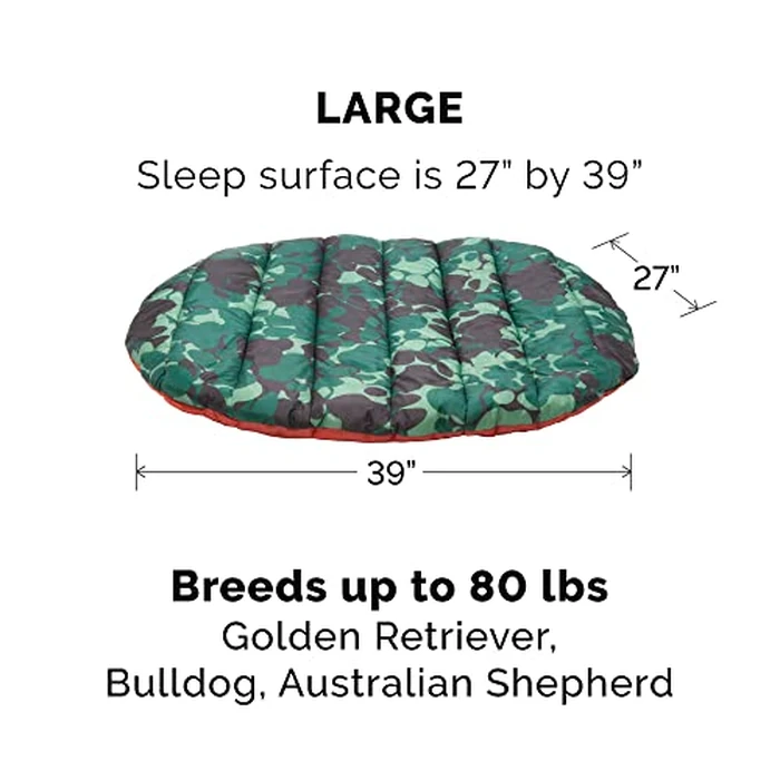 Furhaven Outdoor Travel Dog Bed for Large/Medium Dogs w/ Carry Bag, Washable & Foldable, Great for Crates & Kennels - Trail Pup Travel Pillow Mat w/ Stuff Sack Bag - Paprika/Camo-Paw, Large by Furhaven - Image 3