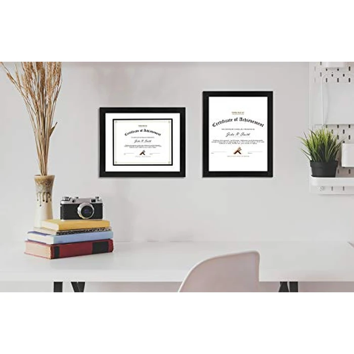 Golden State Art, 11x14 Diploma Frame for 8.5x11 Document & Certificates with Mat, Or 11x14 Without Mat, Real Glass, Double Mat (Black with White/Black, 1 Pack, Solid Wood) by Golden State Art - Image 3