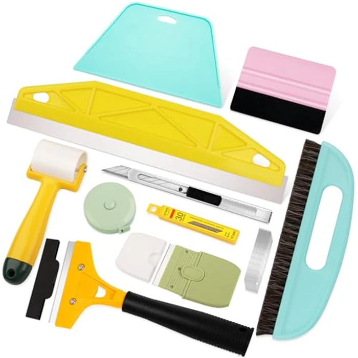 WRAPXPERT Peel and Stick Wallpaper Tools,Wallpaper Smoothing Tool Kit with Smoother,Edge Guider,Paste Brush for Backsplash Tile,Contact Paper by WRAPXPERT - Used - Like New condition - US$19.51