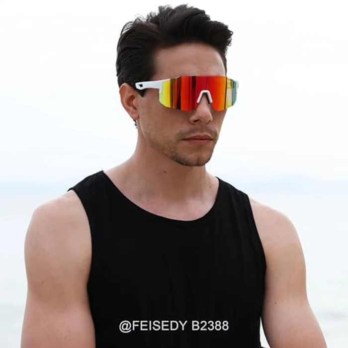 FEISEDY Sports Sunglasses Mens Women Baseball Biking Cycling Sunglasses for Teens UV400 Protection B2388 by FEISEDY - Image 2