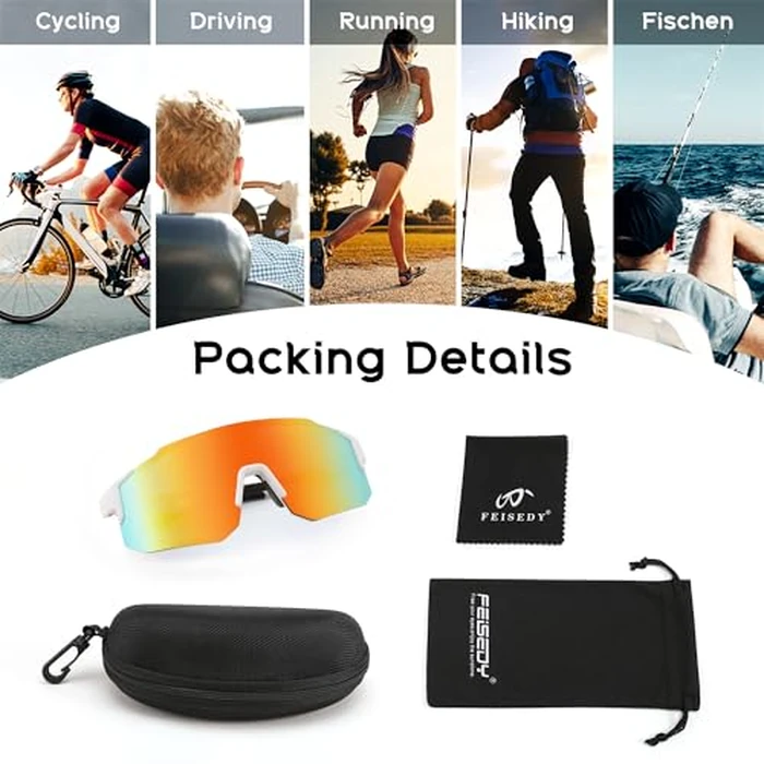 FEISEDY Sports Sunglasses Mens Women Baseball Biking Cycling Sunglasses for Teens UV400 Protection B2388 by FEISEDY - Image 6