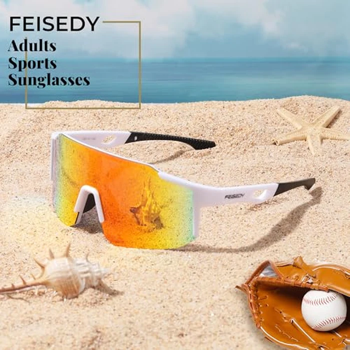 FEISEDY Sports Sunglasses Mens Women Baseball Biking Cycling Sunglasses for Teens UV400 Protection B2388 by FEISEDY - Image 7