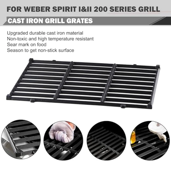 E-210 Grill Grates Weber Spirit Grill Grates Weber Spirit E-210 E-215 E-220 Grill Replacement Parts Spirit II GS4 E210 E215 Weber Spirit 2 Grill Grates Replacement 7637 200 Series Cooking Grids 17.5In by Oklagarden - Image 4