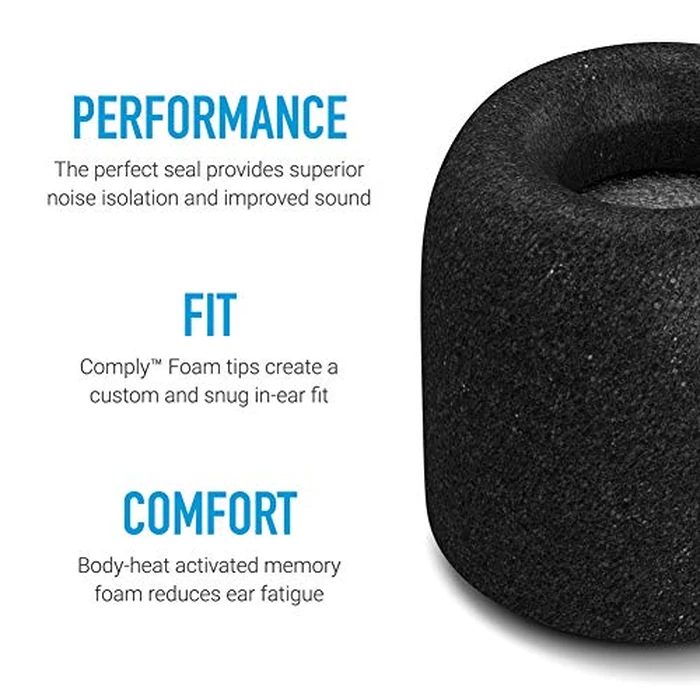 Comply TrueGrip Memory Foam Replacement Earbud Tips for Jabra 65T & 75T Earphone Devices - Comfortable and Secure Fit, Black (Medium, 3 Pairs) by Comply - Image 2