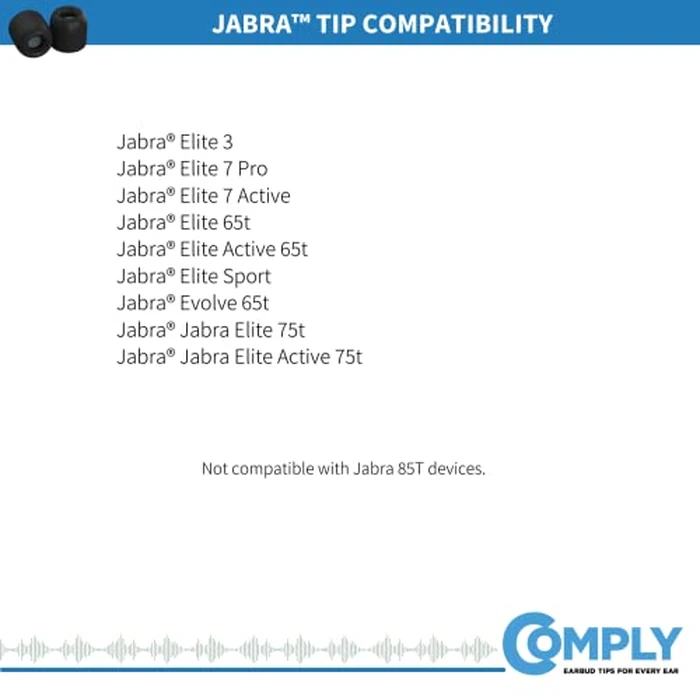 Comply TrueGrip Memory Foam Replacement Earbud Tips for Jabra 65T & 75T Earphone Devices - Comfortable and Secure Fit, Black (Medium, 3 Pairs) by Comply - Image 7