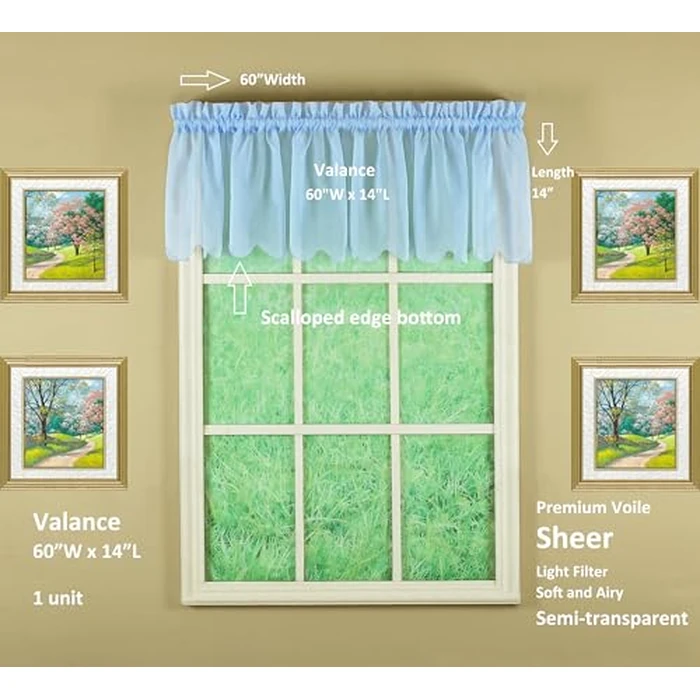 Today's Curtain Emelia Original Voile Valance 14", Sky Blue, 60" W x 14" L by Today's Curtain - Image 2