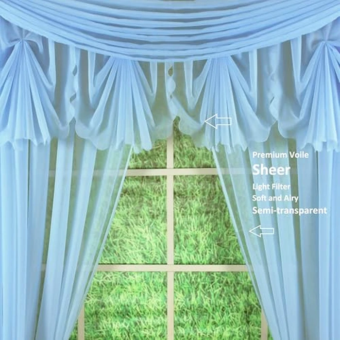 Today's Curtain Emelia Original Voile Valance 14", Sky Blue, 60" W x 14" L by Today's Curtain - Image 3