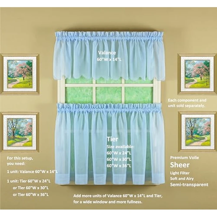 Today's Curtain Emelia Original Voile Valance 14", Sky Blue, 60" W x 14" L by Today's Curtain - Image 4