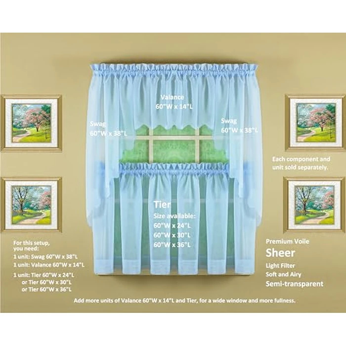 Today's Curtain Emelia Original Voile Valance 14", Sky Blue, 60" W x 14" L by Today's Curtain - Image 5