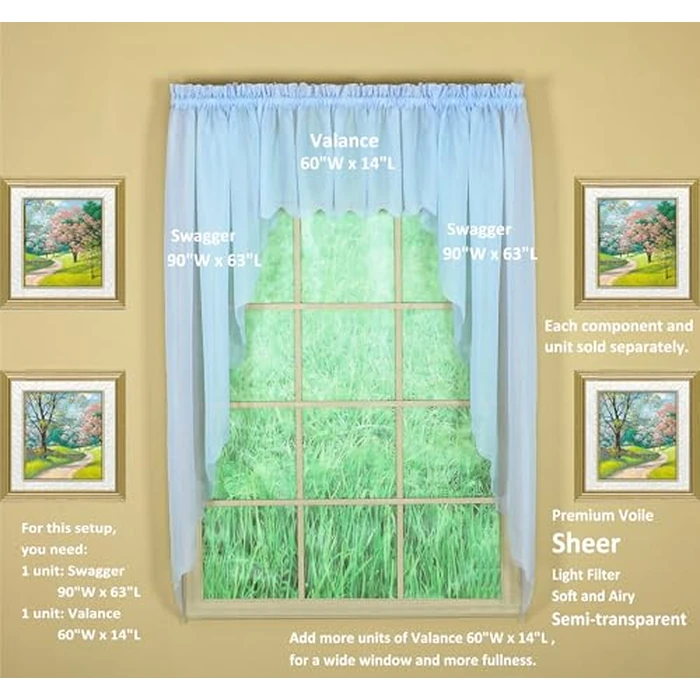 Today's Curtain Emelia Original Voile Valance 14", Sky Blue, 60" W x 14" L by Today's Curtain - Image 7