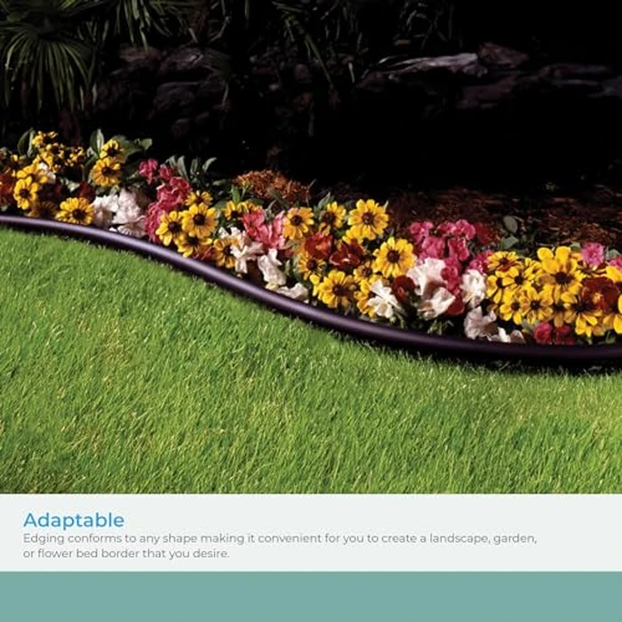 Suncast Plastic Landscape Edging Roll with Double Ridge Design, Flexible 5x20-Foot Coil for Gardens, Flower Beds, and Pathways, Black by Suncast - Image 3