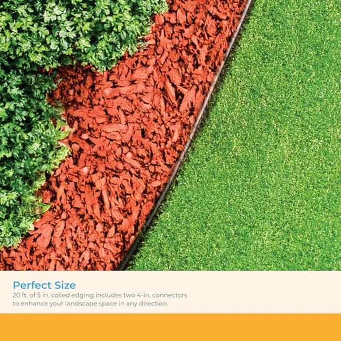 Suncast Plastic Landscape Edging Roll with Double Ridge Design, Flexible 5x20-Foot Coil for Gardens, Flower Beds, and Pathways, Black by Suncast - Image 5