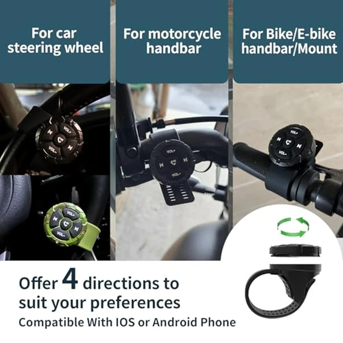 Jaesien Bluetooth Media Button Remote,Waterproof Wireless Music Controller for Car Bike Motorcycle,Steering Wheel Control Button Compatible for iPhone/Android Phone Black by Jaesien - Image 2