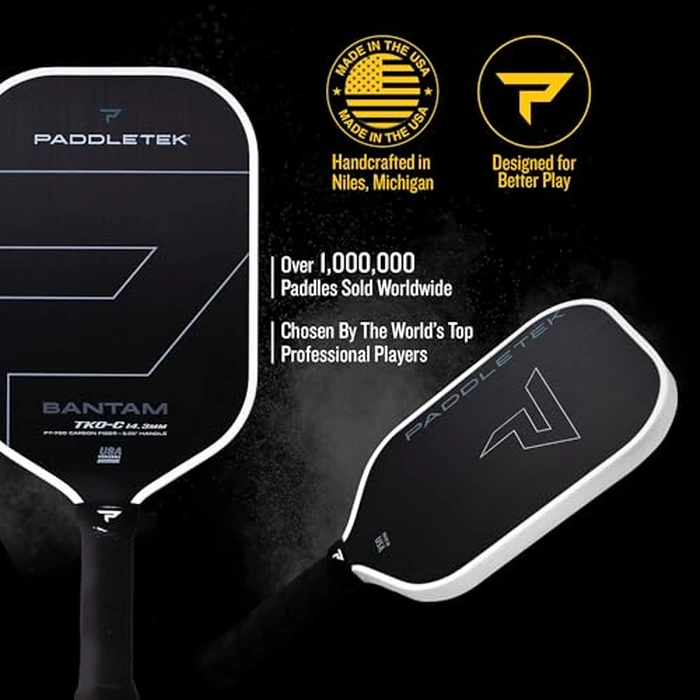 Paddletek Bantam TKO-C 14.3mm Pickleball Paddles with Polymer Honeycomb Core - Unidirectional Carbon Fiber - Torsional Weighting & High Tack Performance Grip - USAPA Approved - 5.25 Inch Handle by Paddletek - Image 2