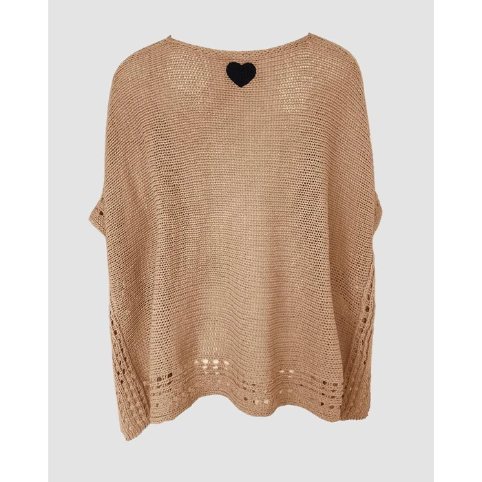 CHICME Women's Knit Tops 3/4 Batwing Sleeve Tops for Women Hollow-Out Pattern Edges Crochet Top Casual Women's Pullover Sweaters Khaki-M by CHICME - Image 6