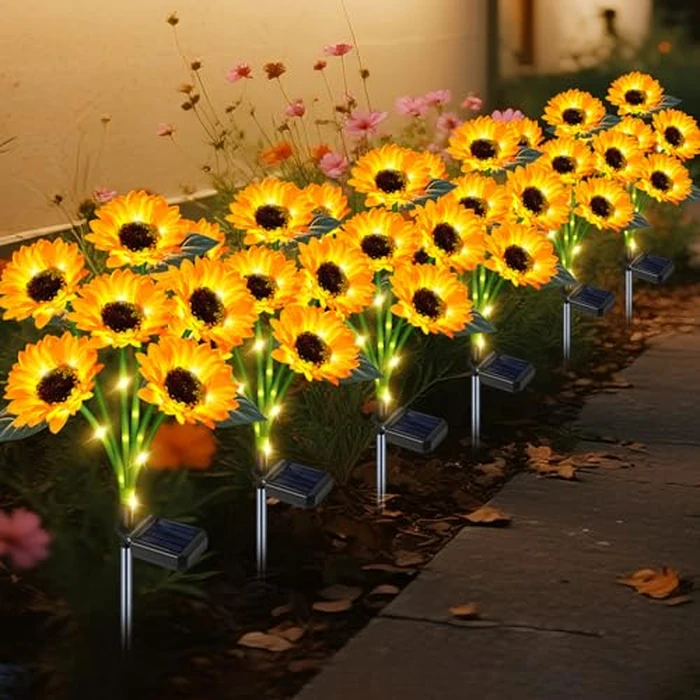 ZFNN Solar Outdoor Lights Garden Decor,6 Pack Solar Sunflower Lights, 36 Waterproof Garden Decor Flower for Outside Yard Patio,Flower Bed, Pathway, Gift for Women, Mom, Grandma- 6 Pack by ZFNN - Used - Like New condition - US$56.04