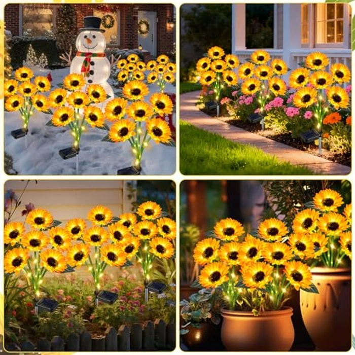 ZFNN Solar Outdoor Lights Garden Decor,6 Pack Solar Sunflower Lights, 36 Waterproof Garden Decor Flower for Outside Yard Patio,Flower Bed, Pathway, Gift for Women, Mom, Grandma- 6 Pack by ZFNN - Image 5